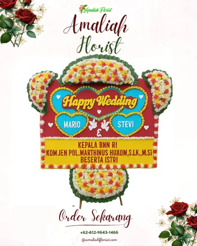 Karangan Papan Bunga Pernikahan di Kebulen